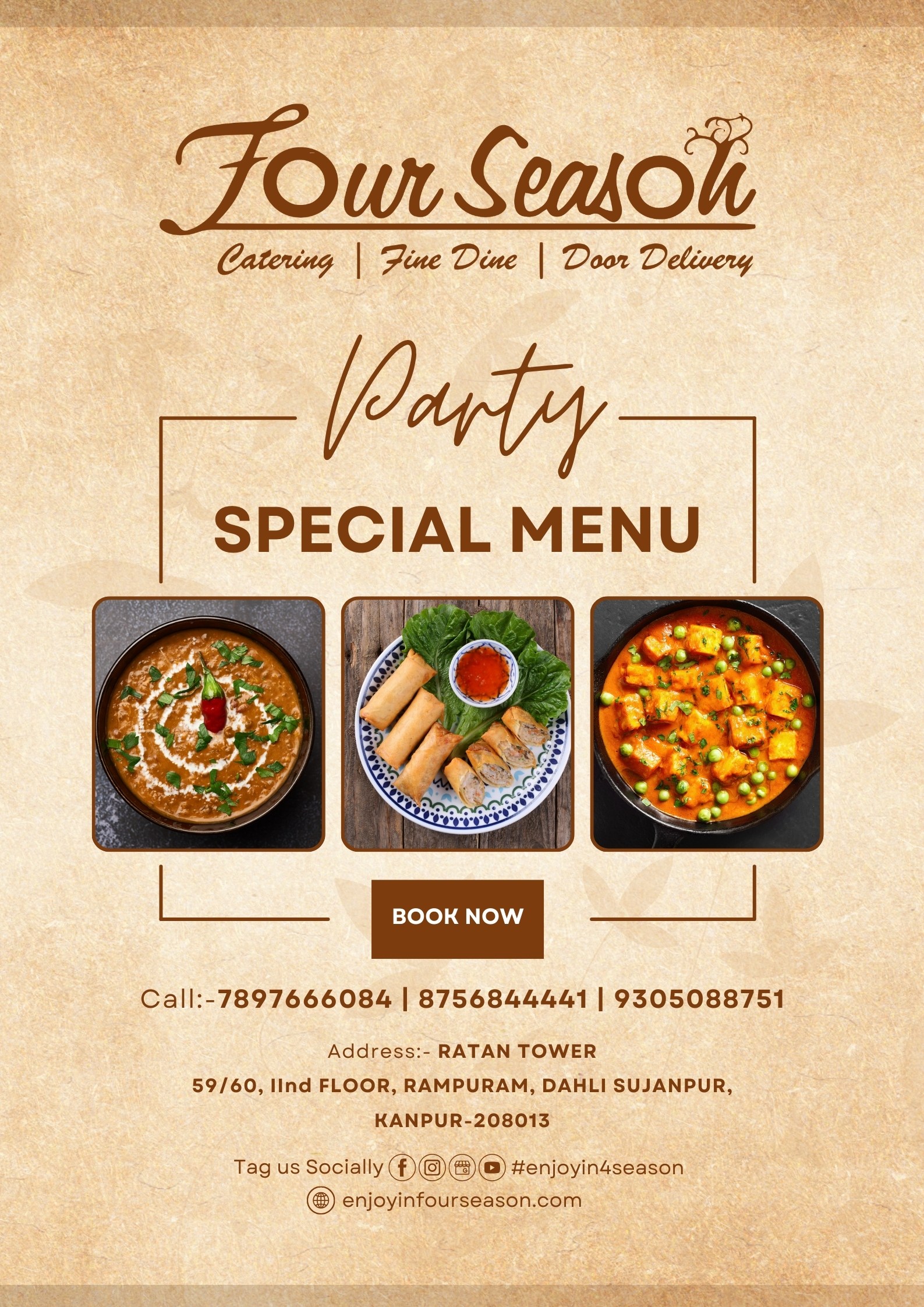 four season party menu - nov 2025