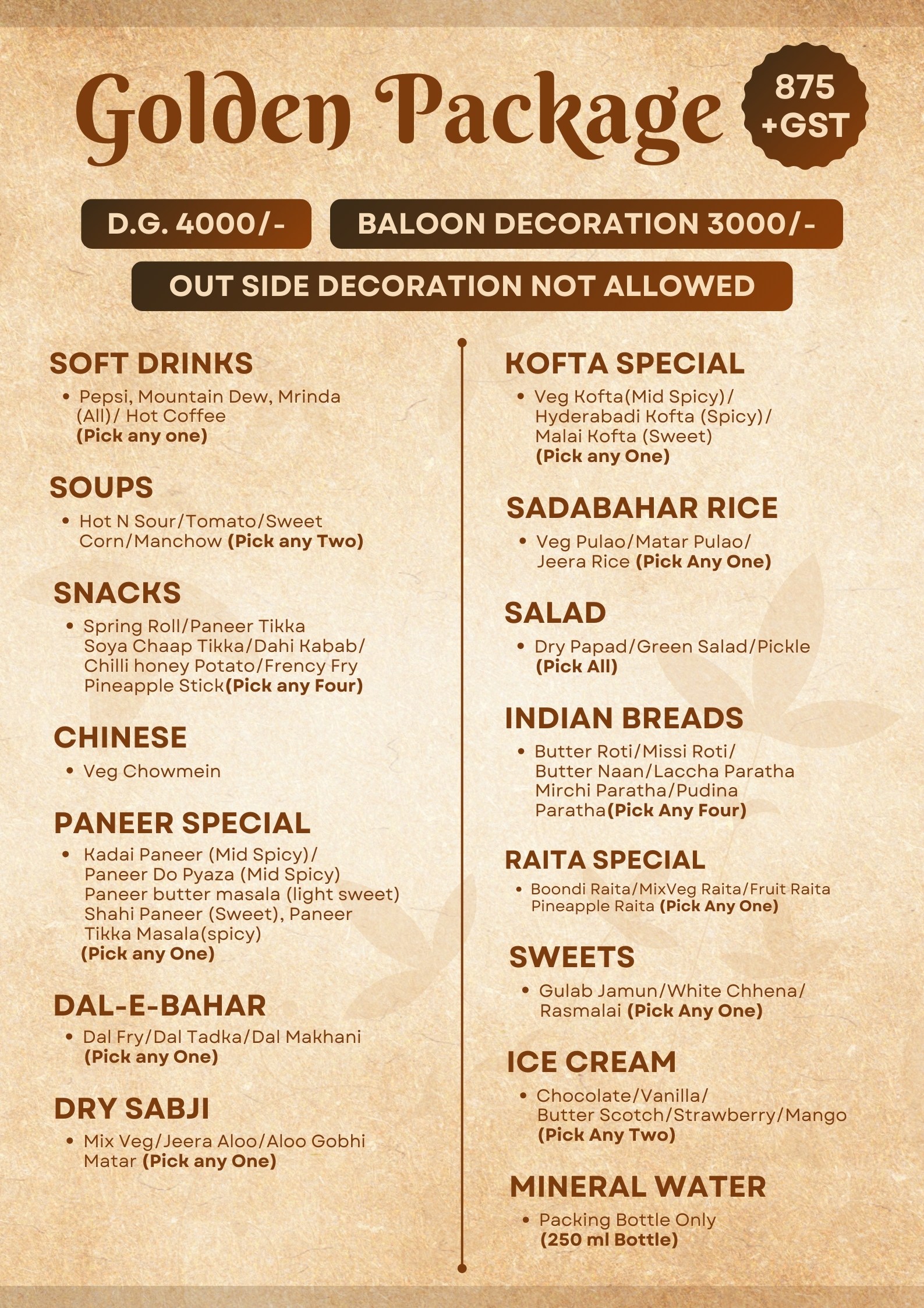 four season party menu - nov 2025