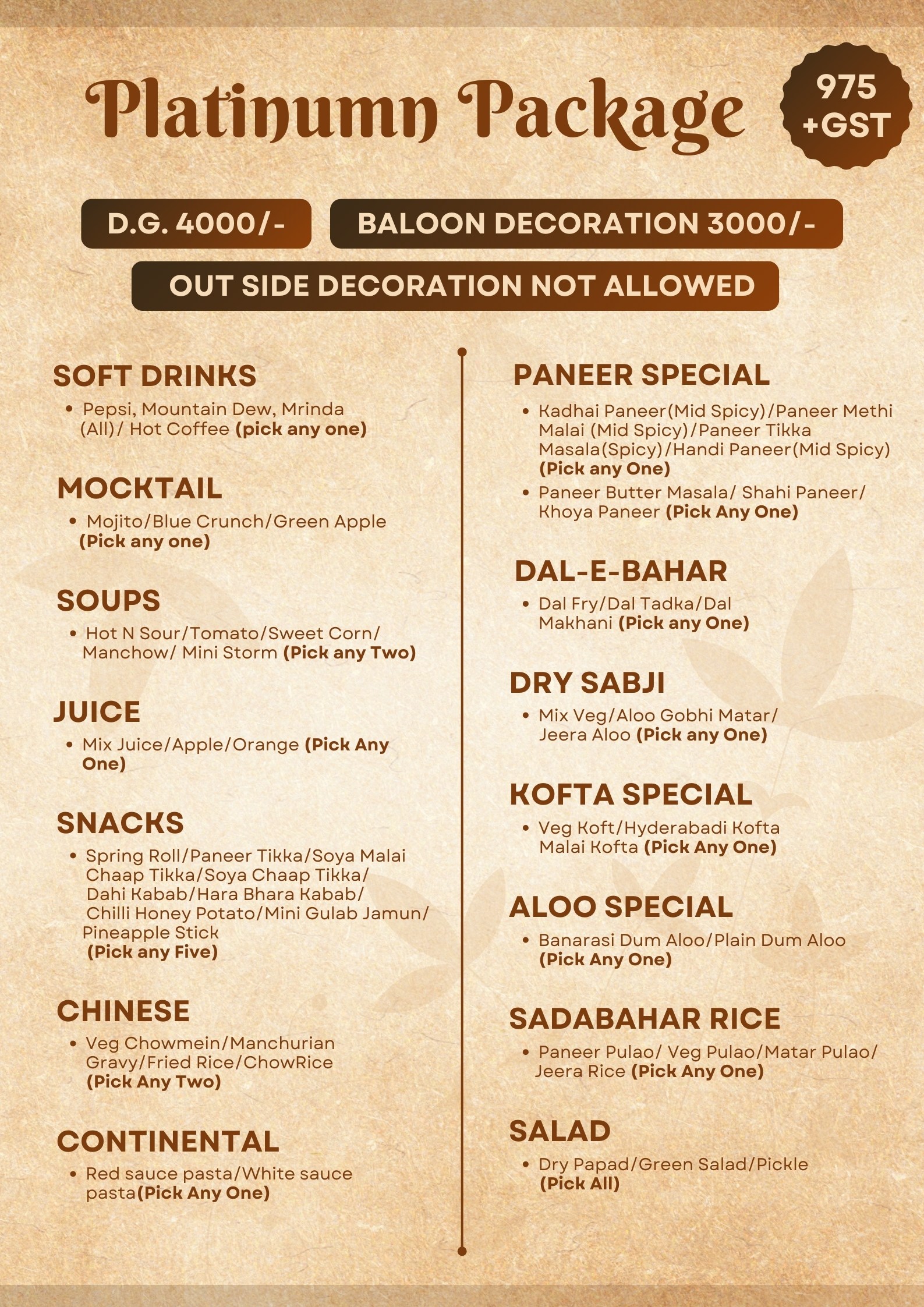 four season party menu - nov 2025